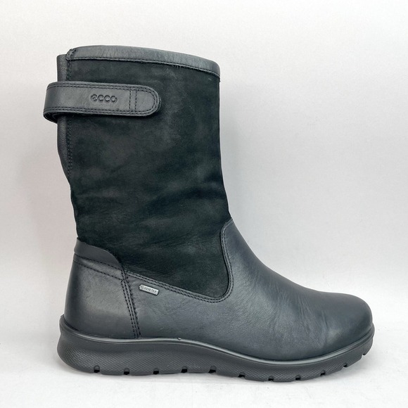 Ecco Womens 41 11 Babett Boots Shoes Black Leather GoreTex Mid Calf Comfort - Picture 1 of 12